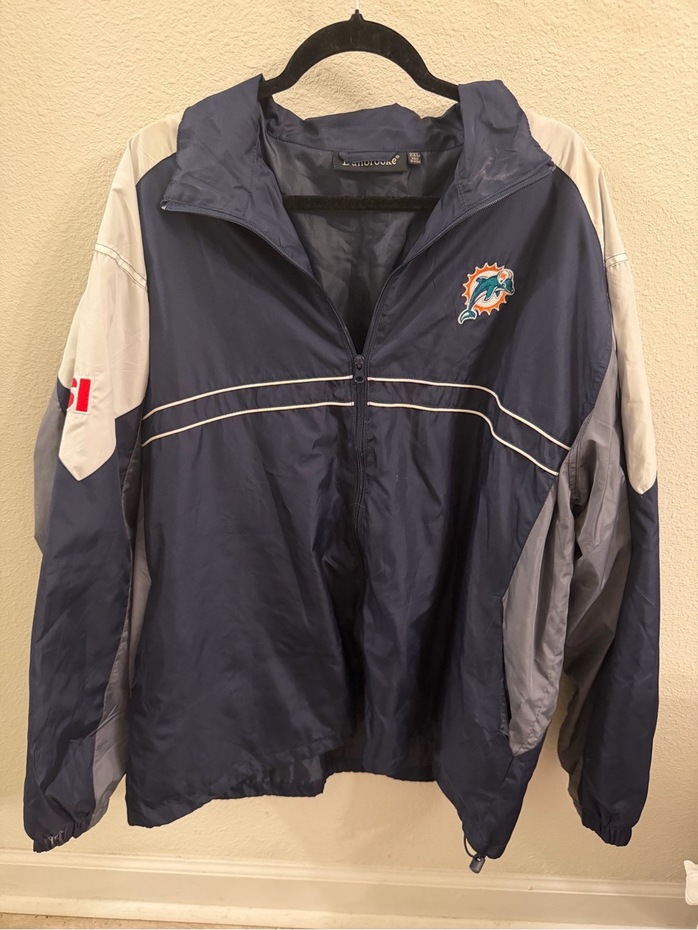 Dunbrooke Navy and White Miami Dolphins Windbreaker Jacket - Men's